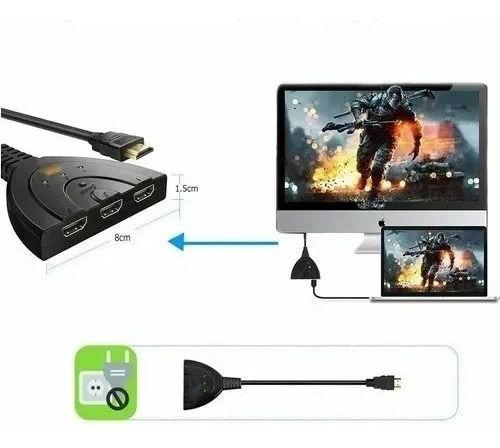 Imagem de Adaptador Extensor Switch Hub Divisor Hdmi 3 Portas Saídas