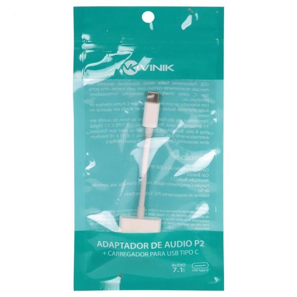 Imagem de Adaptador fone de ouvido celular audio p2 3.5mm + carregador para usb tipo c - adpatc7.1