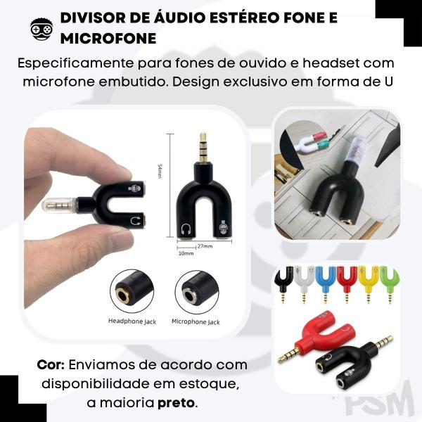 Imagem de Adaptador Fone E Microfone P3 P2 Headset Pc Ps4 Xbox One Celular