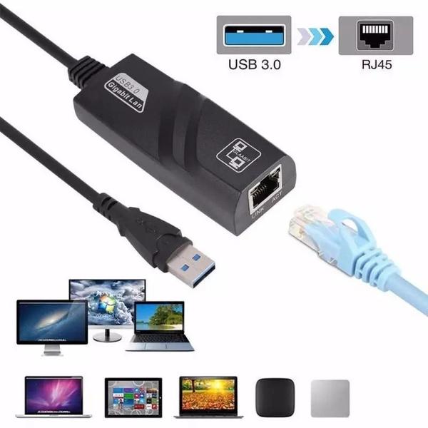 Imagem de Adaptador Gigabit Lan Rede Usb 3.0 Ethernet 10/100/1000 Note