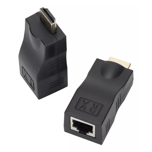 Imagem de Adaptador Hdmi 3d Cabo De Rede Utp Rj45 Cat5 6 Lan Ate 30m