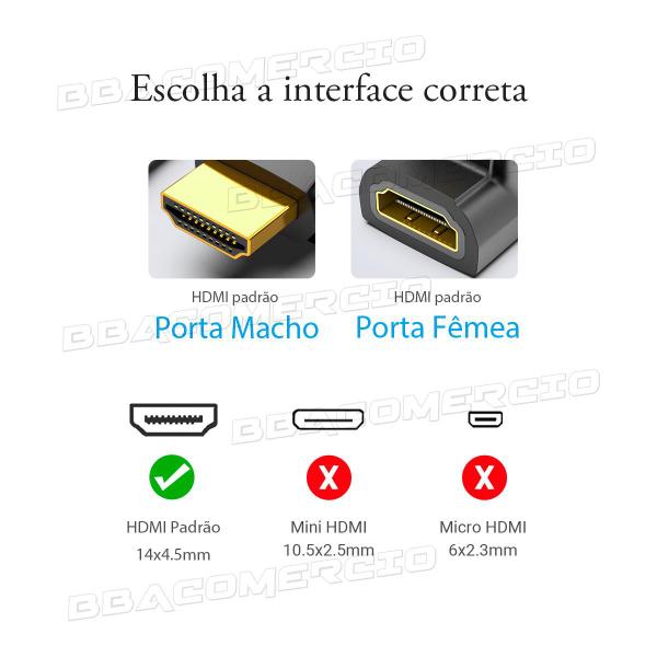 Imagem de Adaptador Hdmi 90º em L 4k 60Hz Cotovelo TV Painel Notebook