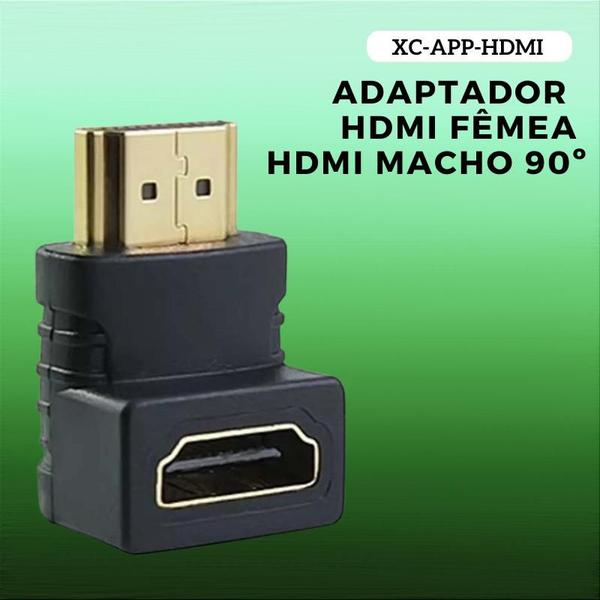 Imagem de Adaptador Hdmi Macho X Hdmi Femea (90 Graus Para Cima )