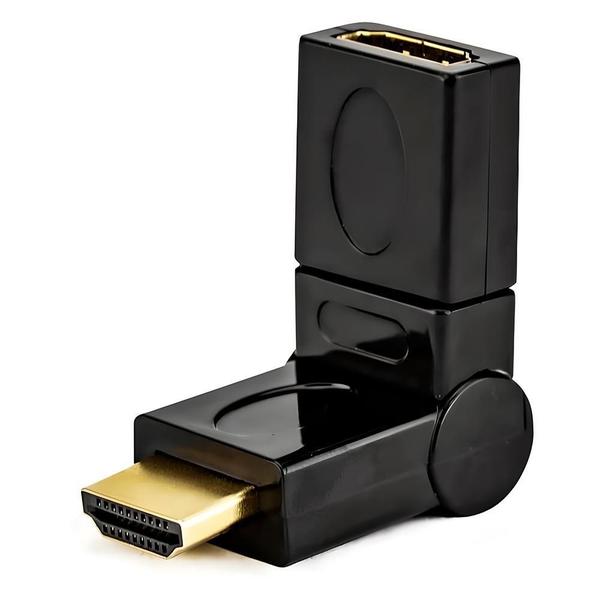 Imagem de Adaptador Hdmi Macho X Hdmi Fêmea Dobrável, Rotativo Em 360