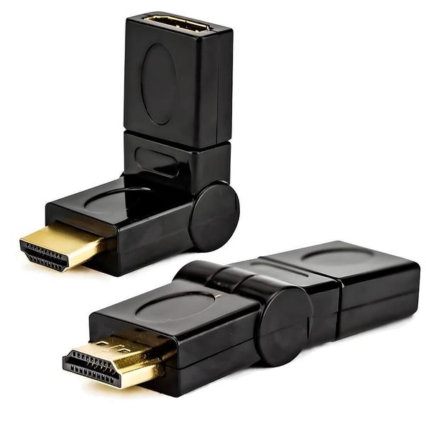 Imagem de Adaptador Hdmi Macho X Hdmi Fêmea Dobrável, Rotativo Em 360