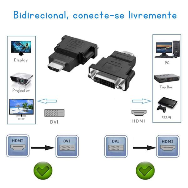 Adaptador HDMI para DVI Alta Resolução 4K@30Hz Bidirecional - HDMatters Imagem de Adaptador HDMI para DVI Alta Resolução 4K@30Hz Bidirecional
