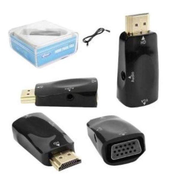 Adaptador Hdmi Para Vga 1080P Com Entrada P2 Kp-3469 - Knup Imagem de Adaptador Hdmi Para Vga 1080P Com Entrada P2 Kp-3469