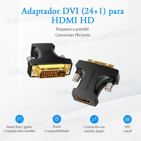 Imagem de Adaptador HDMI x DVI-D Conversor HDMI Femea DVI Macho HD