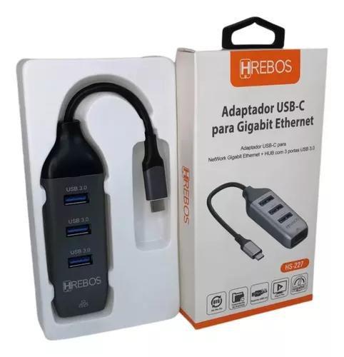 Imagem de Adaptador Hub 4 Em 1 Rede / Hdmi Para Tipo C - Gshield