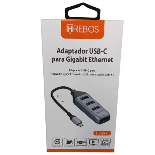 Imagem de Adaptador Hub 4 Em 1 Rede / Hdmi Para Tipo C - Gshield