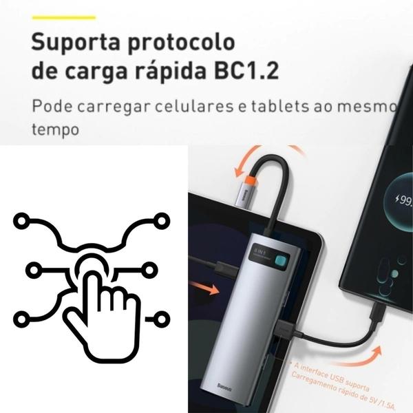 Imagem de Adaptador Hub Baseus Extensor 8 Em 1 Tipo C Hdmi Usb Lan 100mbps