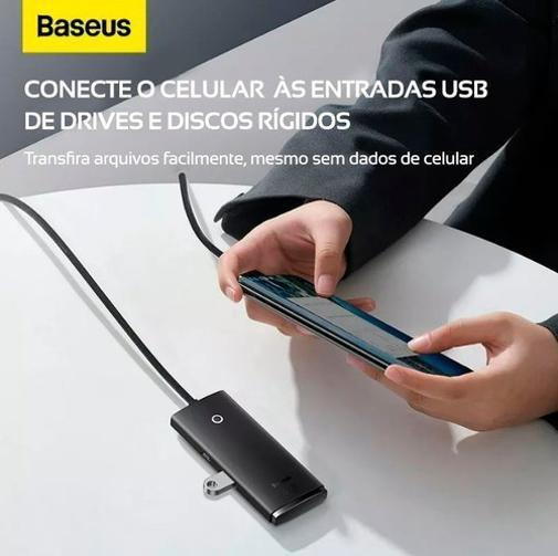 Imagem de Adaptador Hub Baseus Tipo-C + 4 Portas Usb Cabo De 1 Metro