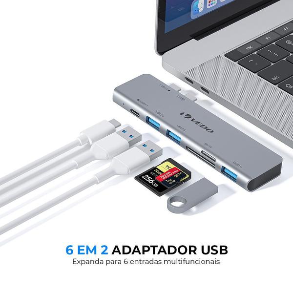 Imagem de Adaptador Hub Cabo Thunderbolt 3 Hdmi Tipo C Usb 3.0 P Macbook Pro