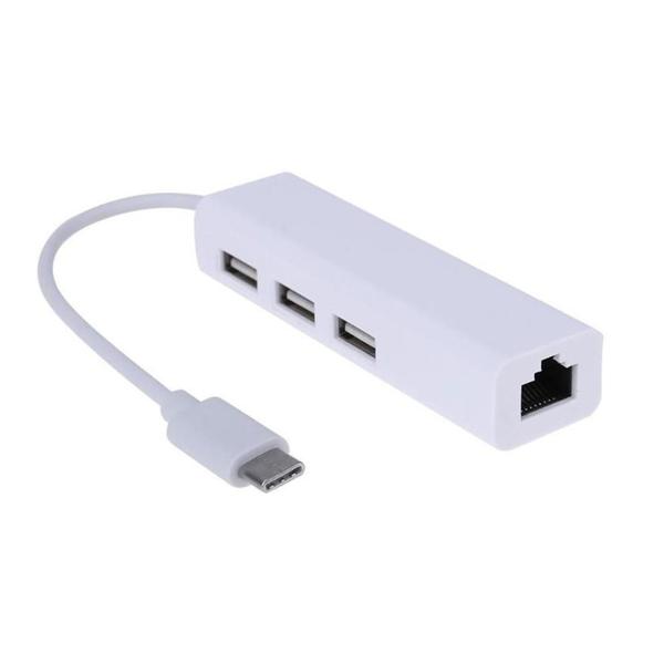 Imagem de Adaptador HUB Tipo C 3.1 Thunderbolt com 3 Portas USB + Porta Lan Rede Internet