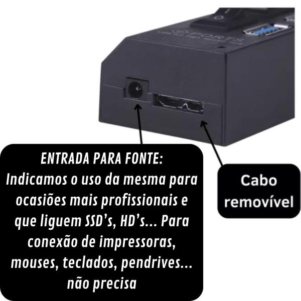 Adaptador Hub Usb 3.0 7 Portas Extensão Rápida Pendrive Not HD Mouse Régua USB Ultra Rápido Extensor USB 3.0 Com Led Indicador - Extensão USB Imagem de Adaptador Hub Usb 3.0 7 Portas Extensão Rápida Pendrive Not HD Mouse Régua USB Ultra Rápido Extensor USB 3.0 Com Led Indicador