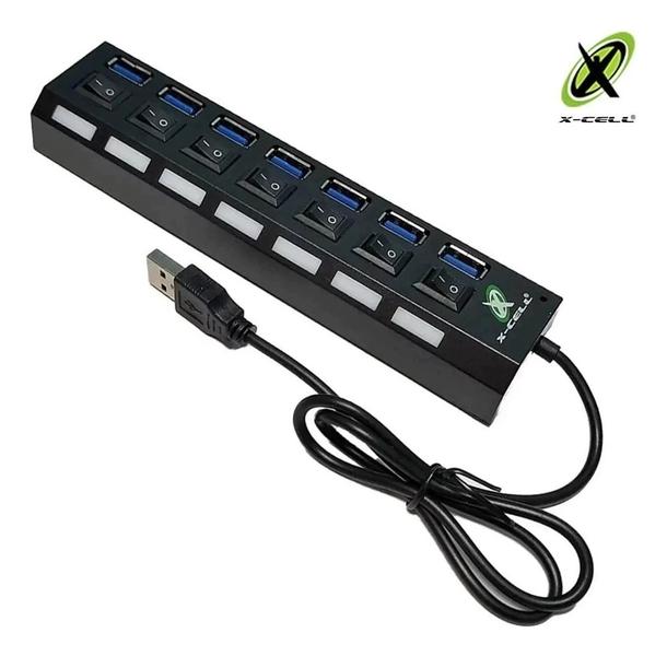 Imagem de Adaptador Hub USB 3.0 Extensor 7 Portas Alta Velocidade X-cell