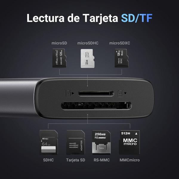 Imagem de Adaptador Hub Usb-C 3.2 10 Gbps Leitor De Cartão Pd 100W