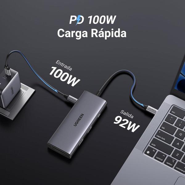 Imagem de Adaptador Hub Usb-C 3.2 10 Gbps Leitor De Cartão Pd 100W