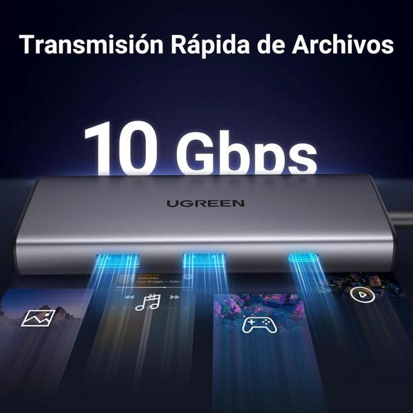 Imagem de Adaptador Hub Usb-C 3.2 10 Gbps Leitor De Cartão Pd 100W