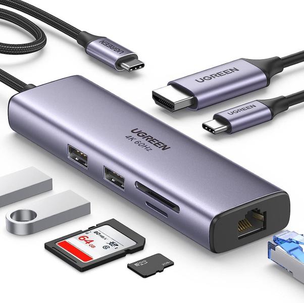 Imagem de Adaptador Hub Usb C 7 Em 1 Multifuncional Thunderbolt 3/4