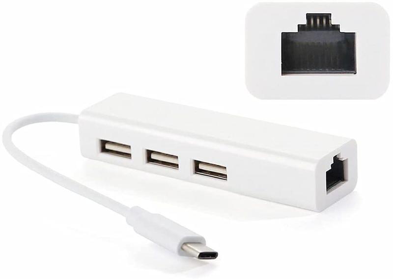 Imagem de Adaptador Hub USB-C com Ethernet 100 mbps e 3 portas USB 2.0