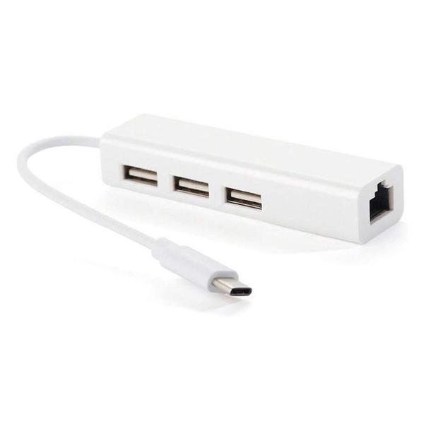 Adaptador Hub USB-C com Ethernet 100 mbps e 3 portas USB 2.0 - PONTO DO NERD Imagem de Adaptador Hub USB-C com Ethernet 100 mbps e 3 portas USB 2.0