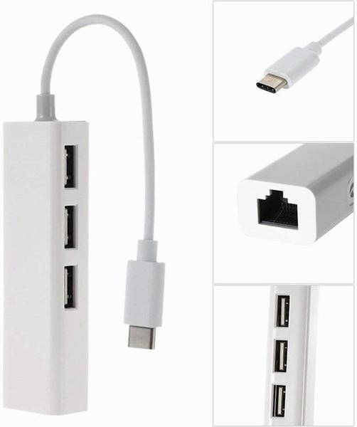 Imagem de Adaptador Hub USB-C com Ethernet 100 mbps e 3 portas USB 2.0