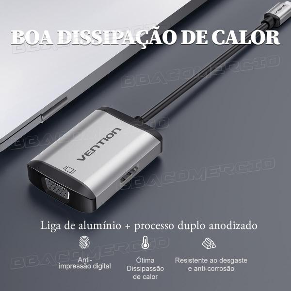 Imagem de Adaptador Hub Vention Tipo-c 4 Portas VGA HDMI 4K USB 3.0 PD