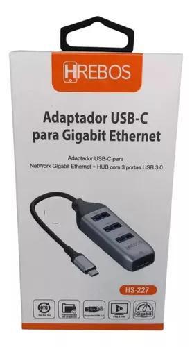 Imagem de Adaptador Lan Rj45 5 Em 1 Tipo C P/ Usb 3.0 4k Internt