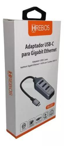 Imagem de Adaptador Lan Rj45 5 Em 1 Tipo C P/ Usb 3.0 4k Internt