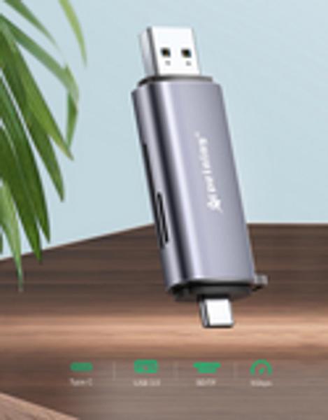 Imagem de Adaptador Leitor de Cartão SD/Micro SD/TF, USB-A/USB-C, PEI-CT11 -  Adaptador