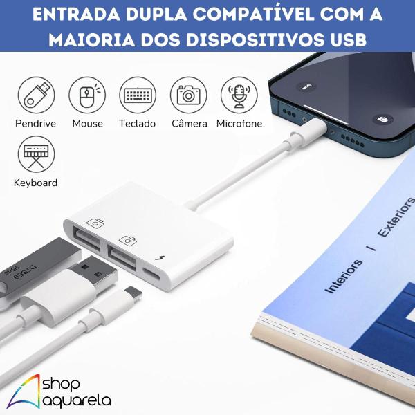 Imagem de Adaptador Ligthning Hub OTG Duplo USB + Carregador  Original inova 