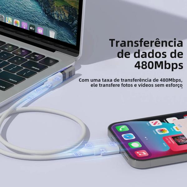 Imagem de Adaptador Magnético De Ângulo Reto USB C Macho Para Fêmea 240W 90 Graus PD30 Extensor Tipo C De