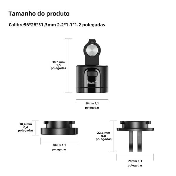 Imagem de Adaptador Magnético de Liberação Rápida com Parafuso 1/4" para GoPro, Insta360 e DJI Osmo Action