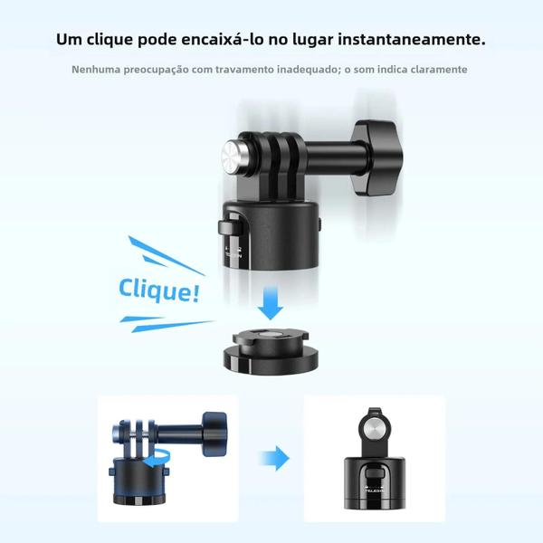 Imagem de Adaptador Magnético de Liberação Rápida com Parafuso 1/4" para GoPro, Insta360 e DJI Osmo Action