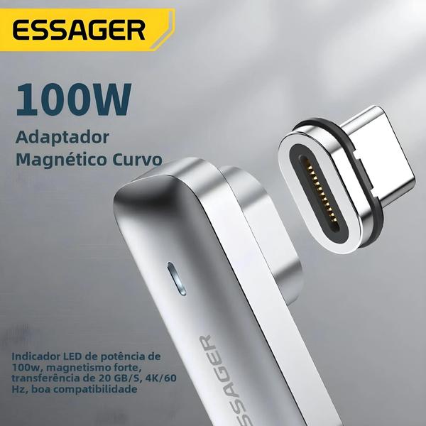 Imagem de Adaptador Magnético USB-C OTG 100W PD - Carregamento Rápido e Sincronização de Dados