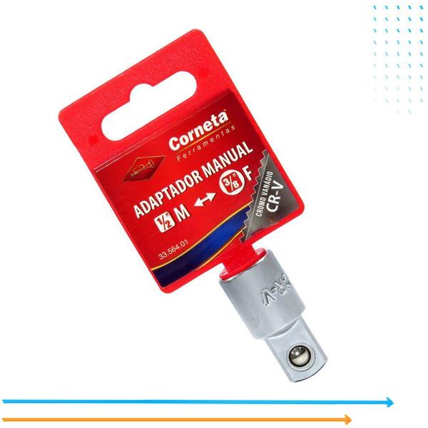 Adaptador Manual Casquete Profissional 1/2 Pol. Para 3/8 Corneta Crv Imagem de Adaptador Manual Casquete Profissional 1/2 Pol. Para 3/8 Corneta Crv
