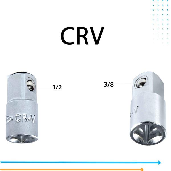 Adaptador Manual Casquete Profissional 1/2 Pol. Para 3/8 Corneta Crv Imagem de Adaptador Manual Casquete Profissional 1/2 Pol. Para 3/8 Corneta Crv