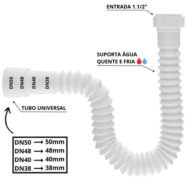 Imagem de Adaptador Máquina Lavar Louça + Sifão Sanfonado Universal +