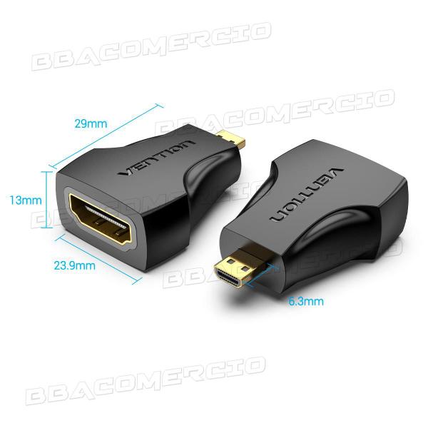 Imagem de Adaptador Micro Hdmi P/ Hdmi Fêmea Câmera Filmadora Projetor