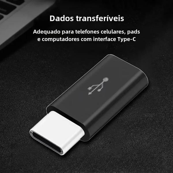 Imagem de Adaptador Micro USB Fêmea para USB-C Macho - Carregador para Android