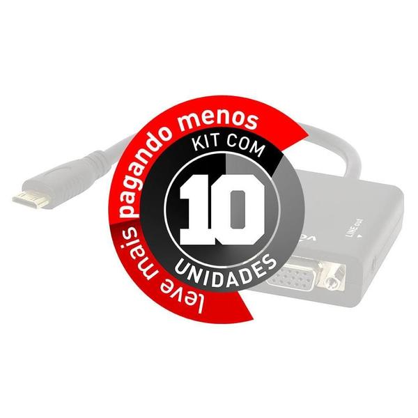 Imagem de Adaptador Mini Hdmi Para Vga Com Áudio - Kit 10