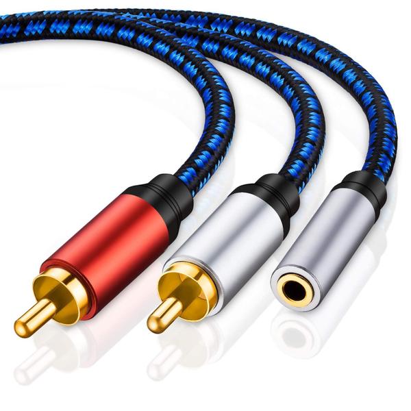 Imagem de Adaptador NC XQIN RCA para 3,5 mm fêmea para áudio estéreo macho 2RCA