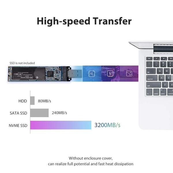 Imagem de Adaptador NVMe para USB Conversor portátil JESOT M.2 SSD de 10 Gbps