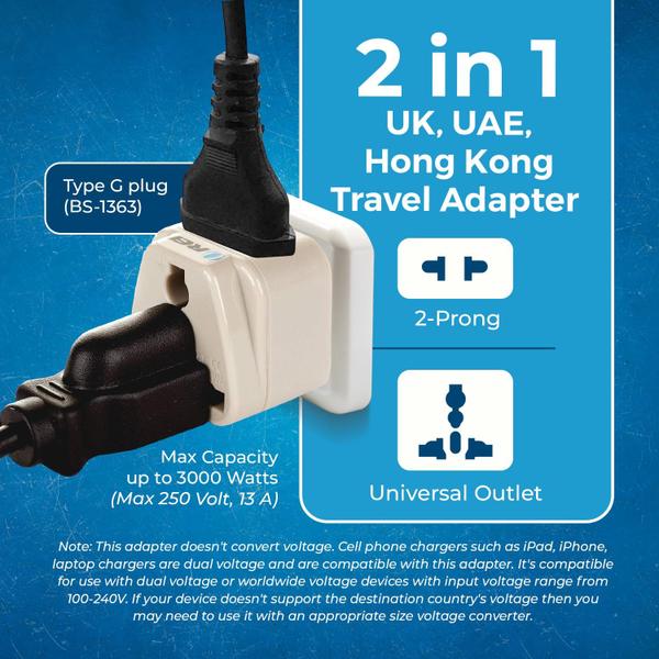 Imagem de Adaptador OREI UK Type G Plug para pinos indianos da Índia para os Emirados Árabes Unidos