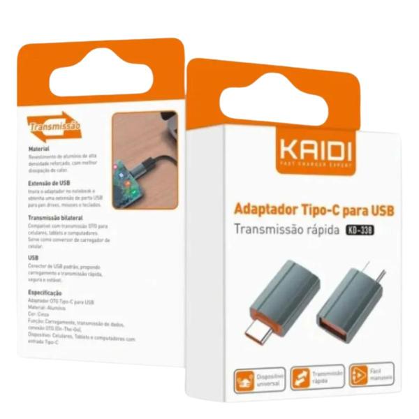 Imagem de Adaptador OTG Tipo C p/ USB  KD-338 Kaidi