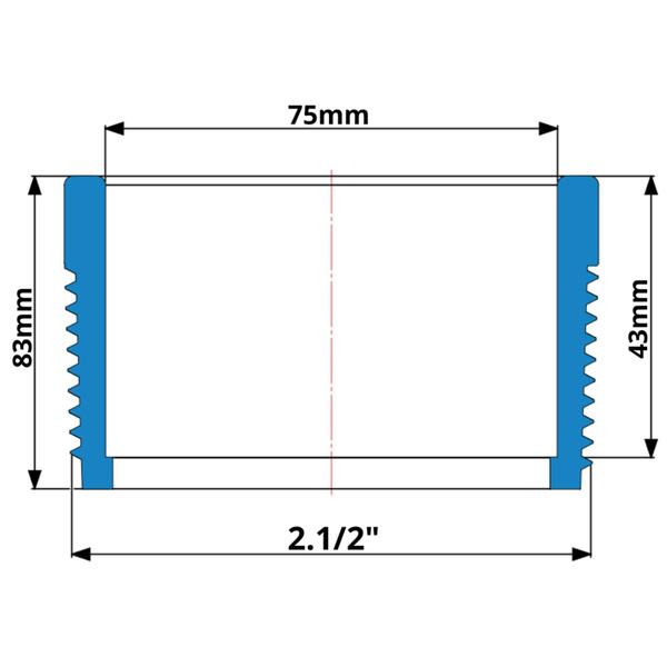 Imagem de Adaptador Para Bolsa Roscável Macho Para Irrigação 75mmx2.1/2" Azul Durín