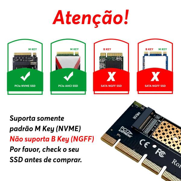 Imagem de Adaptador Placa Conector Conversor P/ Ssd M2 Nvme Pci-e Pci Express 4.0 + Dissipador em Alumínio