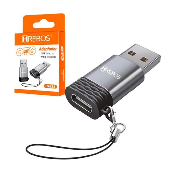 Imagem de Adaptador Plug Conversor Usb Macho Para Tipo C Fêmea Otg - HREBOS