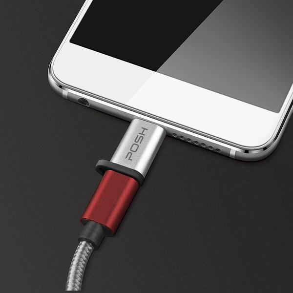 Imagem de Adaptador Posh Micro USB para USB C em metal com cordao para cabo USB